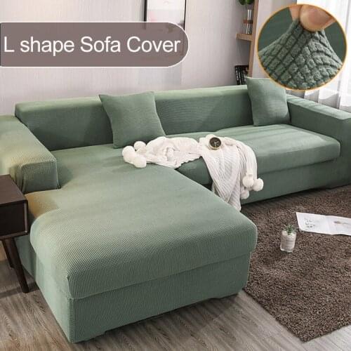 L Shape Sofa Cover Solid Color Living Room Polar Fleece Pineapple Grid Elastic Cloth Green Yellow Black Spandex Couch Cover