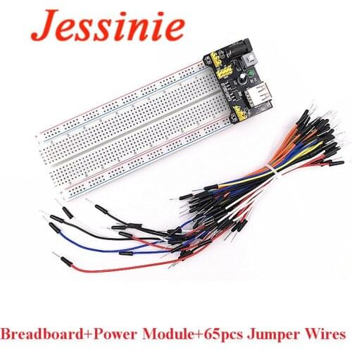MB102 Breadboard Power Module 3.3V/5V MB-102 830 Points Solderless Prototype Board Bread 65pcs Jumper Wires For Arduino DIY Kit