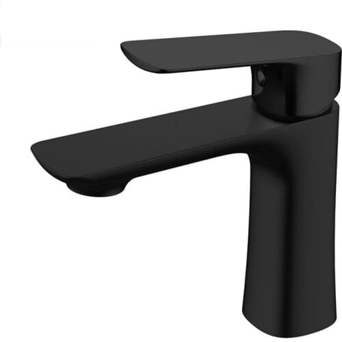 Matte black Bathroom Faucet Solid Brass Bathroom Solid Basin Faucet Cold and Hot Water Mixer Single Handle Tap