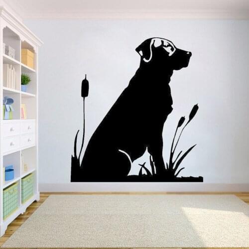Cute Pets Vinyl Wall Stickers Decor Lab Cattails Hunt Dog Labrador Stickers Creative Fashion Car Window Decal home decor HQ040