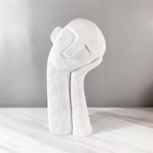 Nordic Resin Minimalist White Cheek Figure Sculpture Decoration Synthetic Portrait Decoration Living Gardening Home Decoration