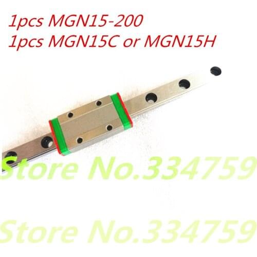 NEW 15mm miniature linear guide MGN15 200mm rail + MGN15H CNC block for 3D printer parts XYZ cnc parts