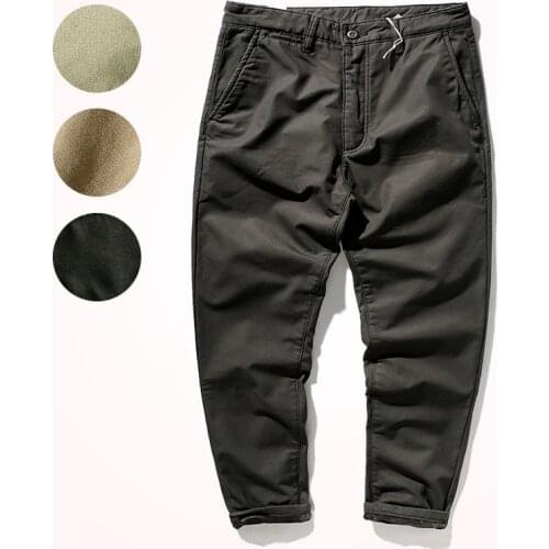 2020 Winter New Thickened Plus Velvet Casual Pants Mens Straight Tube Thermal Pencil Pants Fashion Tapered Pants