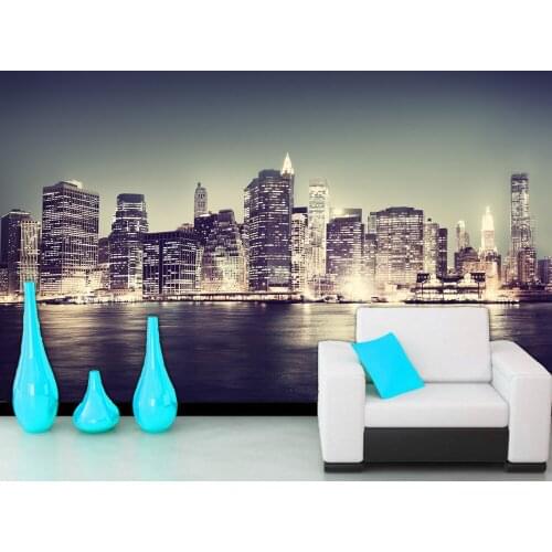 New York City panorama at night 3d wallpaper papel de parede,living room TV sofa wall bedroom wall papers home decor bar mural
