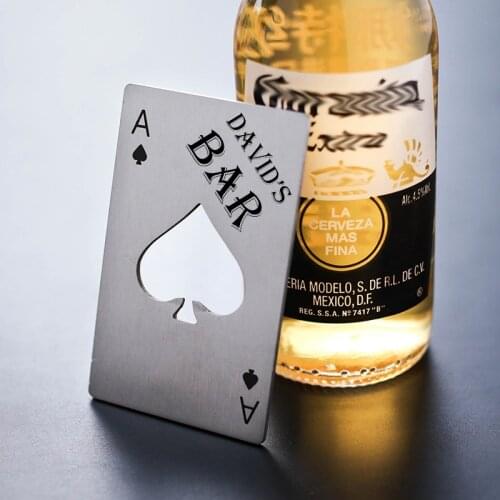 25x Personalized Beer Bottle Openers Stainless Steel Playing Card Ace of Spades Poker Bottle Opener Bar Tool Custom Text & Logo