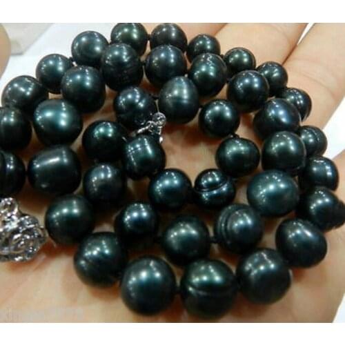 NEW GENUINE 8-9MM BLACK NATURAL TAHITIAN PEARL NECKLACE 18