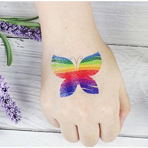 20x Rainbow Waterproof Heart Temporary Tattoos Leg Hand Transfer Stickers Decals