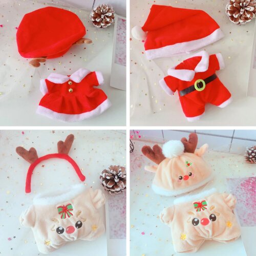 Christmas Doll Clothes With Headwear for 20cm Doll Accessories Outfits Fit Russian Handmade Baby Doll Dress Lovely Gift
