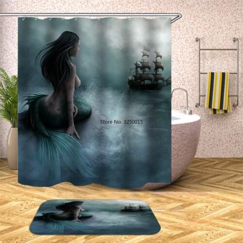 Natural Landscape Bath Shower Curtains Animal Dolphin Monkey Rabbit Printed Curtain For Bathroom Decoration Polyester Waterproof