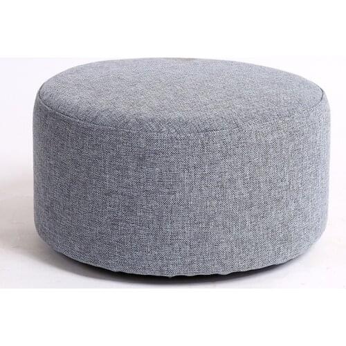 Fashion Modern Natural Cotton Linen Solid Wood Board Creativity Home Kids Round Low Stool Washable Soft Non-slip Foot Stools