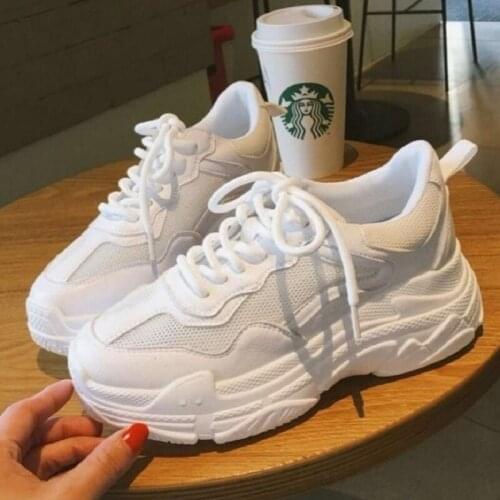 Spring and summer new student Korean version of thick sole heighten sports shoes breathable light casual shoes small white shoes