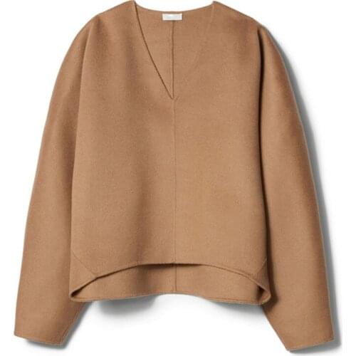 SeeBeautiful Thick Loose Knitted Sweater V-neck Long Sleeve Simple New Fashion Spring 2021 Women M379