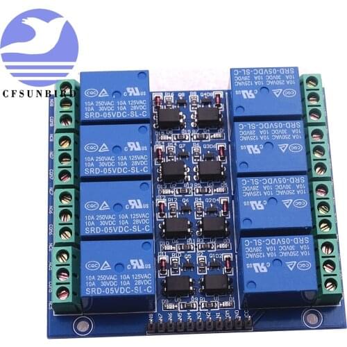 1pcs/lot 8 channel relay module 5V 12V 10A optocoupler isolating relay module