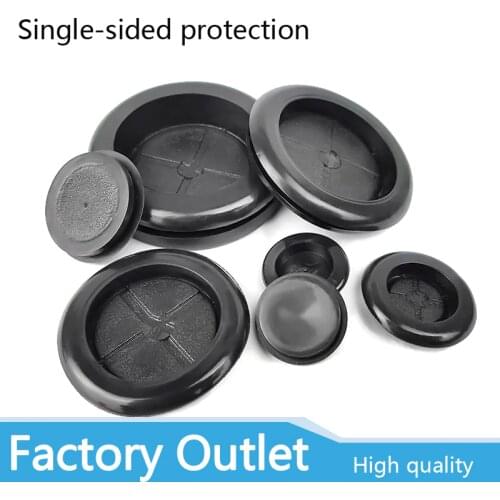 10Pcs 15-70mm Groove Dia Black Synthetic Rubber Round Gaskets Single Side Wires Grommet Gasket Protector Rings
