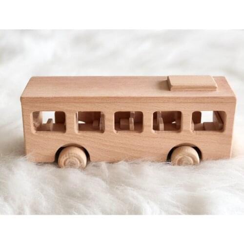 100% Natural Wooden Handmade Bus Car for Kids Babies Educational Wooden Toys for Children Gifts Montessori деревянные игрушки