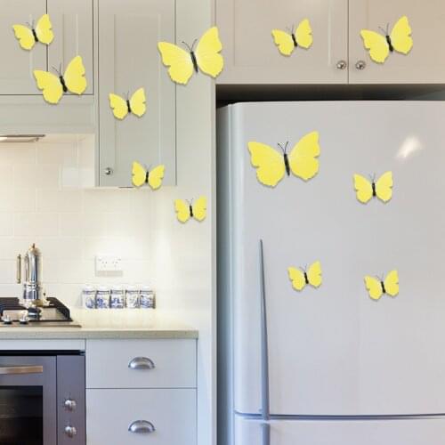 12pcs/pack Simulation Multicolor Butterflies 3d Wall Sticker Wallpaper Home Decorations Fridge Magnet Pvc Wall Decals