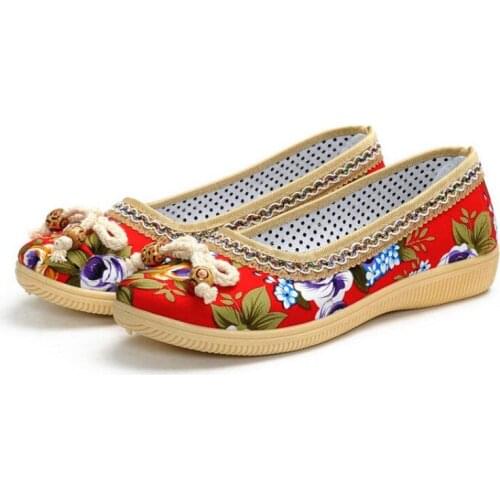 2020 Hot High Top Cute Sweet Comfort Red Floral Flat Loafers Women Casual High Quality Spring & Autumn Flat Shoes Tenis Feminino