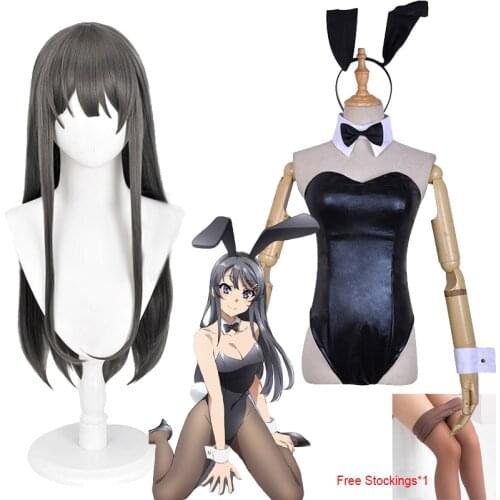 2021 Anime Sakurajima Mai Cosplay Costumes Seishun Buta Yarou wa Bunny Girl Costume Senpai no Yume wo Minai Sakurajima Wigs