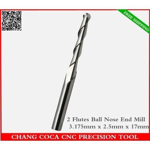3.175mm*2.5mm*17mm,Freeshipping,CNC machine insert bit,solid carbide milling,2 flute ball nose end mill,relief woodworking bit