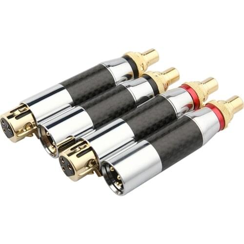 3 pin Male XLR To RCA Female Jack Connector Carbon Fiber Gold-Plated Plug Audio Speaker Terminal XLR Female Converter Microphone