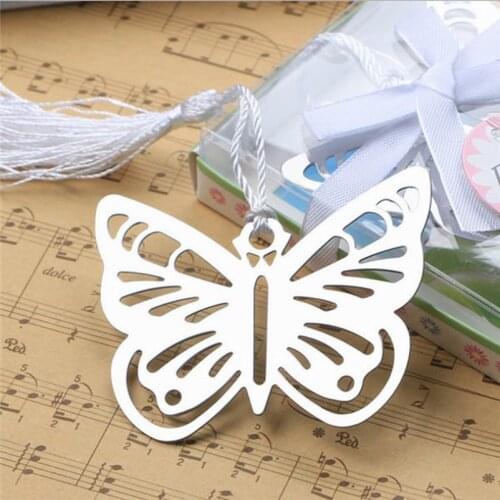 30pcs Practical Reading Essential Metal Butterfly Bookmark With Tassels Boxed Wedding Favor Gift Business Gift