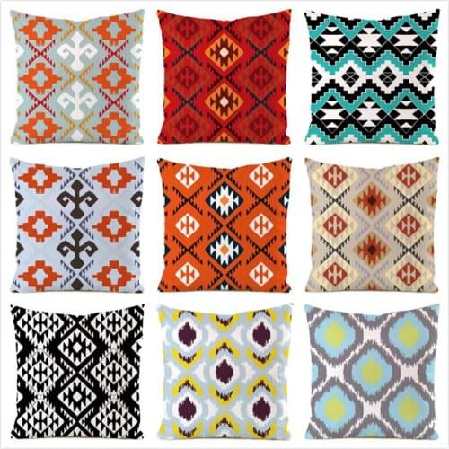45cm*45cm Painted Squares Inimitated Silk Fabric Throw Pillow Covers Couch Cushion Cover Home Decorative Pillows Pillow Case