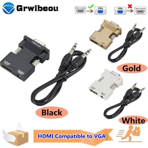 HDMI-Compatible to VGA Adapter Cable Male To Female HDMI TO VGA Converter Adapter 1080P Digital to Analog Video Audio For Tablet