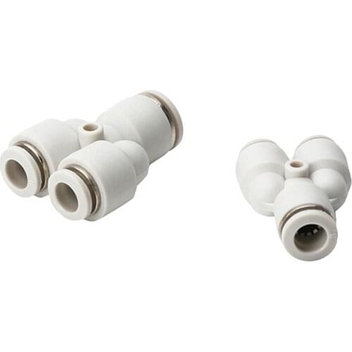 Quick Release Air Fitting Fit 4/6/8/10/12/16mm OD White Cap Tube Y-Shaped 3 Way Spliter Pneumatic Push In Connector