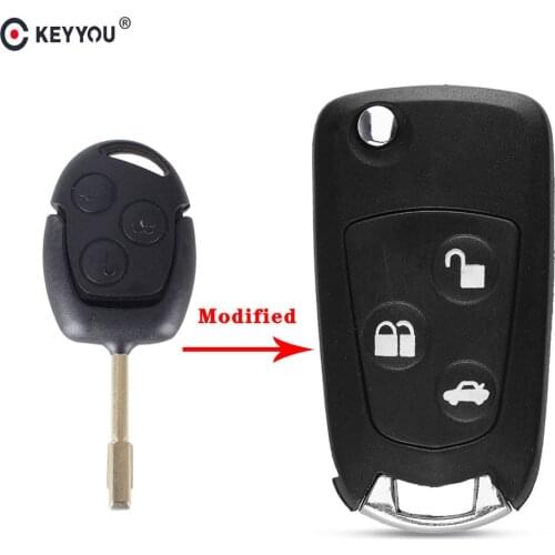 KEYYOU Replacement 3 Buttons Modified Remote Folding Car Key Flip Shell Case Uncut Blank For Ford Focus Mondeo Fiesta Ka