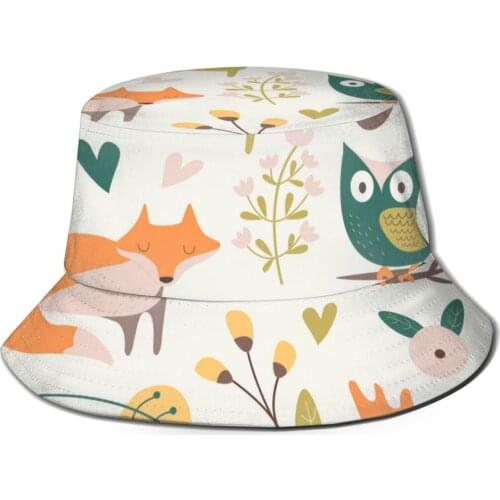 CINESSD 2021 New Fishermans Hat Unisex Fashion Bob Cap Forest Animals Art Hip Hop Gorros Panama Windproof outdoor Bucket Hat