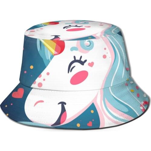 CINESSD Bright Unicorn Background Unisex Casual Sun Hat Bucket Hat for Men Women Bob Hip Hop Caps Summer Fisherman Hat Panama