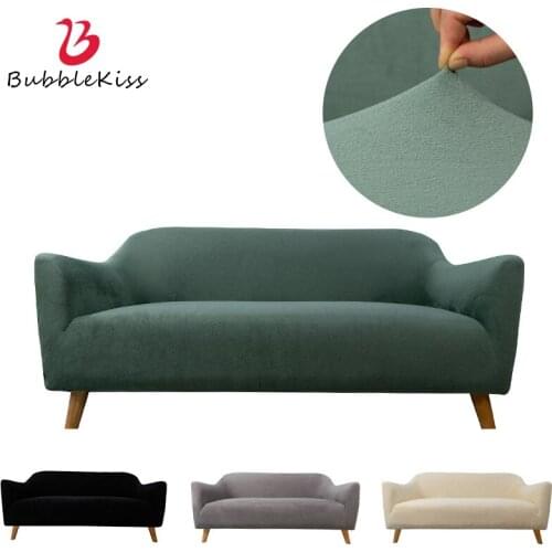 Bubble Kiss Elastic Solid Color Sofa Cover Stretch Tight Wrap All-inclusive Couch Cover For Living Room 1/2/3/4-Seater Slipcover