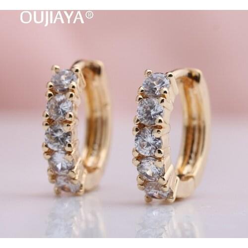 Oujiaya hot sale Round Dangle Earrings 585 Rose Gold earring Trendy Square Natural Zircon Gift Trendy Jewelry Wholesale A160