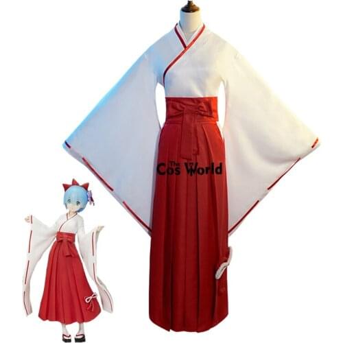 Re Zero Kara Hajimeru Isekai Seikatsu Ramu Remu Kimono Outfit Anime Cosplay Costumes
