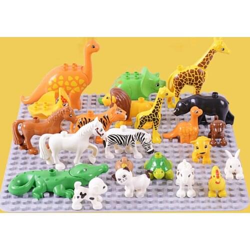 Large Animal Particles Building Blocks Accessories Animals Compatible Elephant Hippo Tiger Lion Giraffe Toys For Children