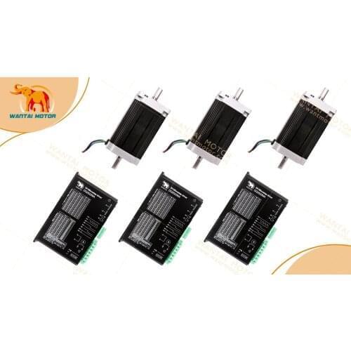 Ship from EU)3 Axis Nema 34 Wantai Stepper Motor 1600oz-in,3.5A,230VAC input voltage,CNC cutting machine,clipper guillotine