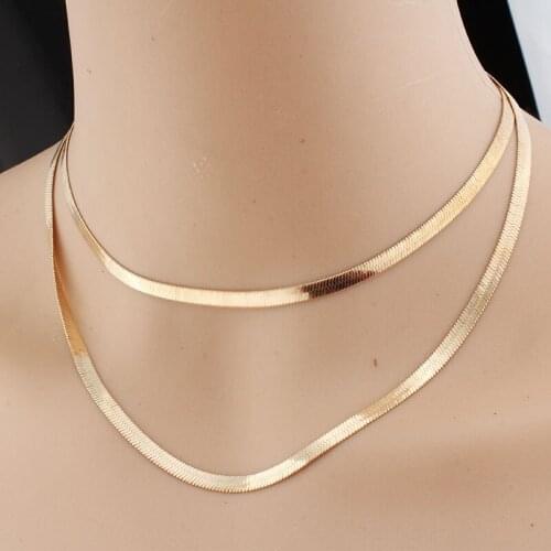 JIAYIJIADUO Snake bone multilayer necklace creative retro personality gold color alloy clavicle chain for women