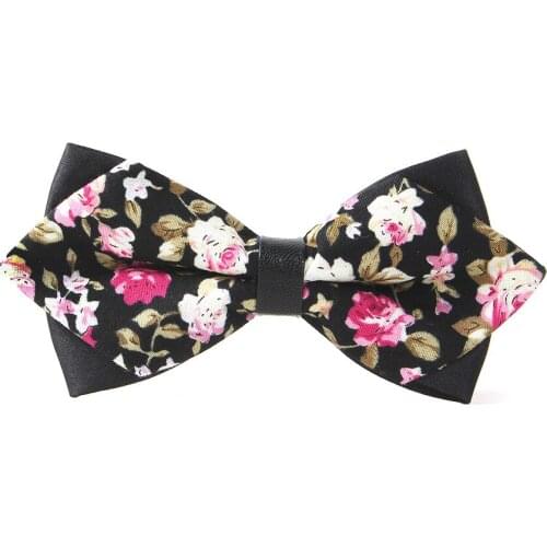 Cotton PrintedBow Tie Mens Unisex Gifts Personality Pointed Double-layer Fashion Casual Wedding Party Banquet Floral Bowtie