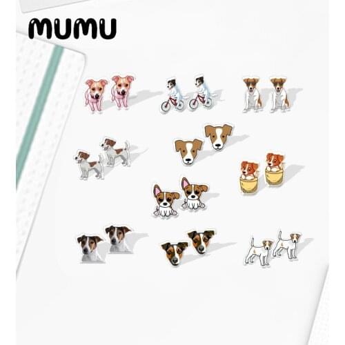 2021 New Jack Russell Terrier Stud Earring Dog Series Epoxy Jewelry Resin Acrylic Earrings Handmade Gifts Girl