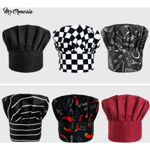 Wholesale High quality chef hats Cafe Bar Waiter Beret Restaurant Kitchen Workwear Baking Caps Men Women Breathable Forward Caps