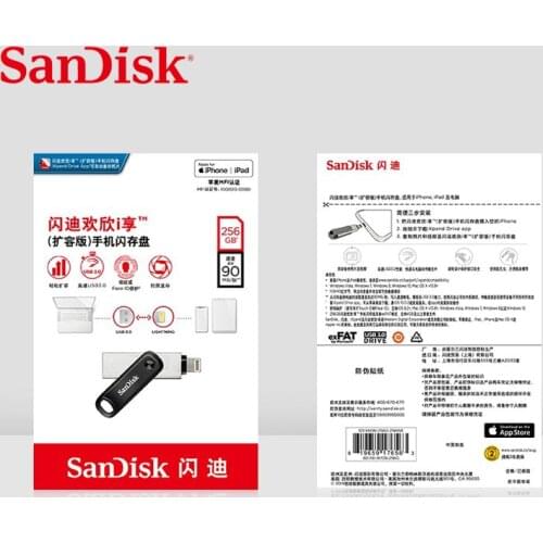 OriginalSanDisk iXpand Flash Drive USB 3.0 OTG 128GB 256GB Lightning to Metal pen drive 128GB Disk for iPhone iPad Memory Stick