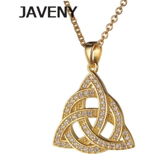 925 Sterling Silver Fine Jewelry CZ Cubic Zirconia Irish Wedding Bridal Keltic Knot Pendant Necklaces for Women Birthday Gifts