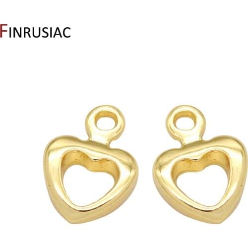 Plated 14K real gold hollow love small mini heart pendant handmade DIY jewelry making charms accessories