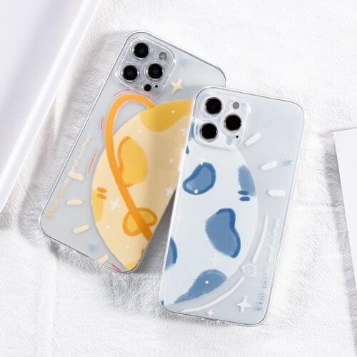 Transparent Moon Couple Soft Silicon Phone Case For iPhone 11 12 Pro Max XR XS X 8 7 6 Plus Clear Back Cover Coque