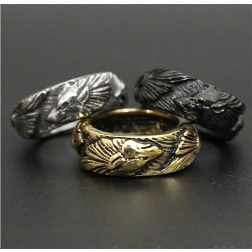 Drop Shipping 3 Color Cool Band Golden Fashion Black Wolf Ring Punk Gothic Ring 316L Stainless Steel Hot Biker Ring