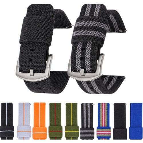 18mm 20mm 22mm 24mm Nylon Canvas Band for Samsung Galaxy Watch 3 42/46mm Active 2 Gear S3 Huawei GT 2/2e/Pro Strap Bracelet