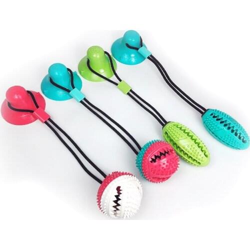 Dog Toys Rubber Suction Cup Tug Multifunction Dogs Chew Toy with Teeth Cleaning Food Dispensing Feature Sucker Pet Pull Rope Toy
