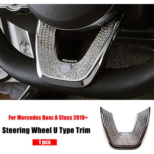For Mercedes Benz A Class W177 2018 2019 2020 A180 A200 A220 A250 A35 AMG Steering Wheel U Type Diamond Trim Crystal Sticker