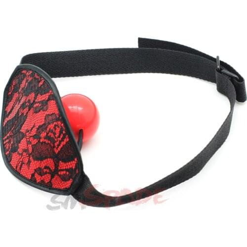 44mm red silicone ball gag,bondage ball mouth gag with lace cover ,adult sex restraints mouth gag for women,sex mouth plug