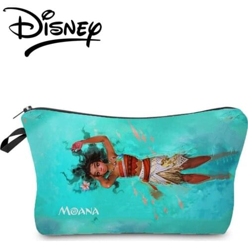 Disney Moana Makeup Bag High Quality Organizer Bag Blue Child Candy Bag Sexy Black Person Girl Pencil Case Cartoon Cosmetic Bag